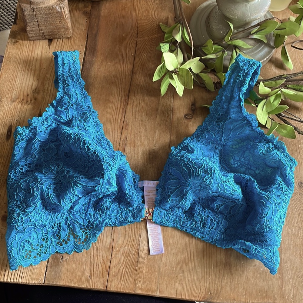 Teal front closure bralette by Savage X in 3X